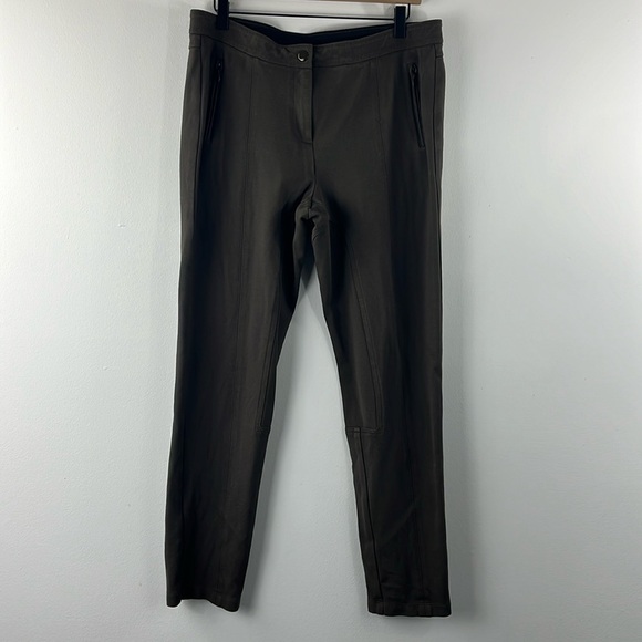 Chicos Straight Leg Brown Stretch Button Zip Pants Womens Size L/12 Classic - Picture 1 of 14
